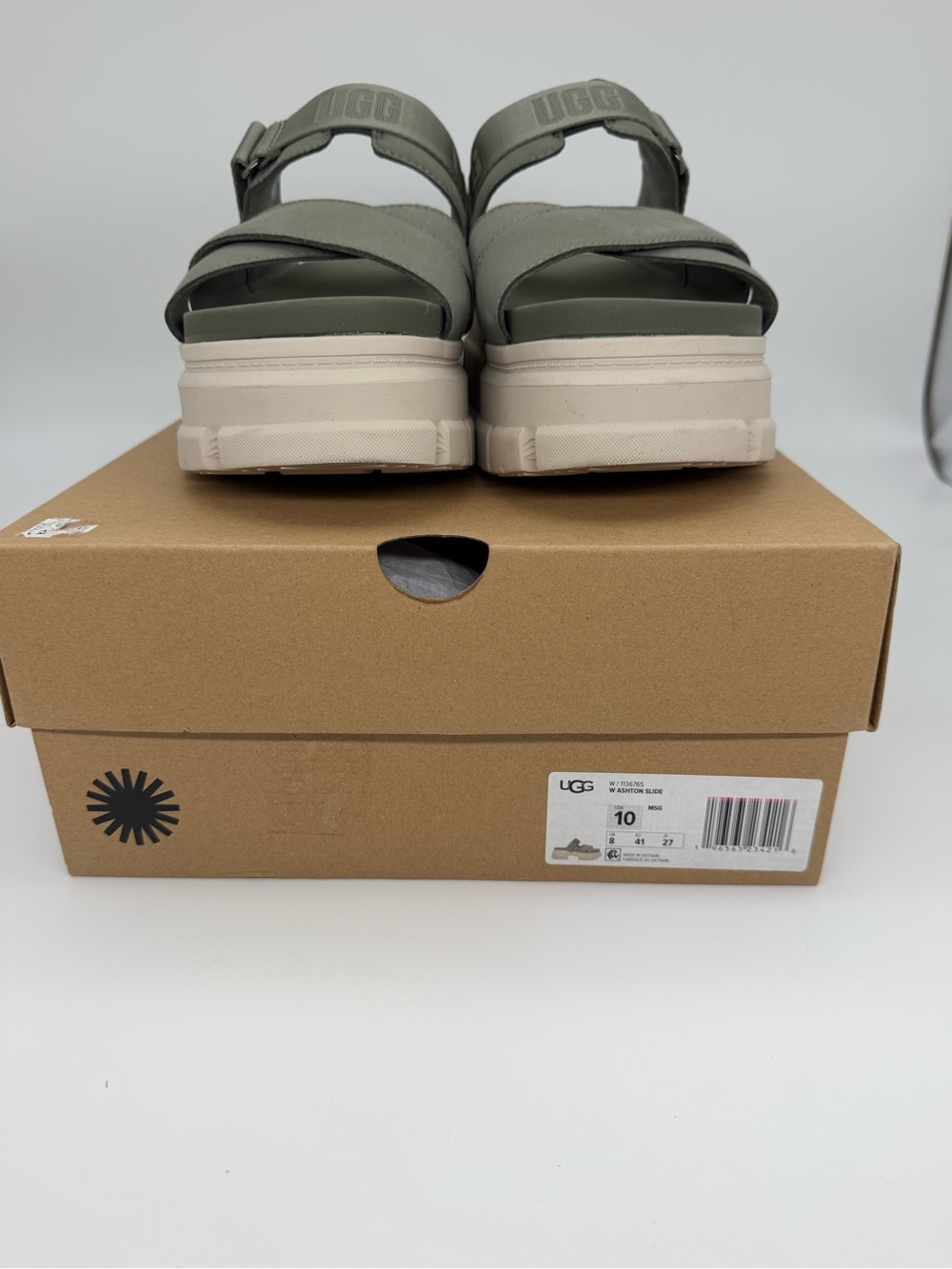 NIB UGG Ashton Slide Platform Sandals Moss Green / Sand | Women’s Size 10 - Picture 6 of 8